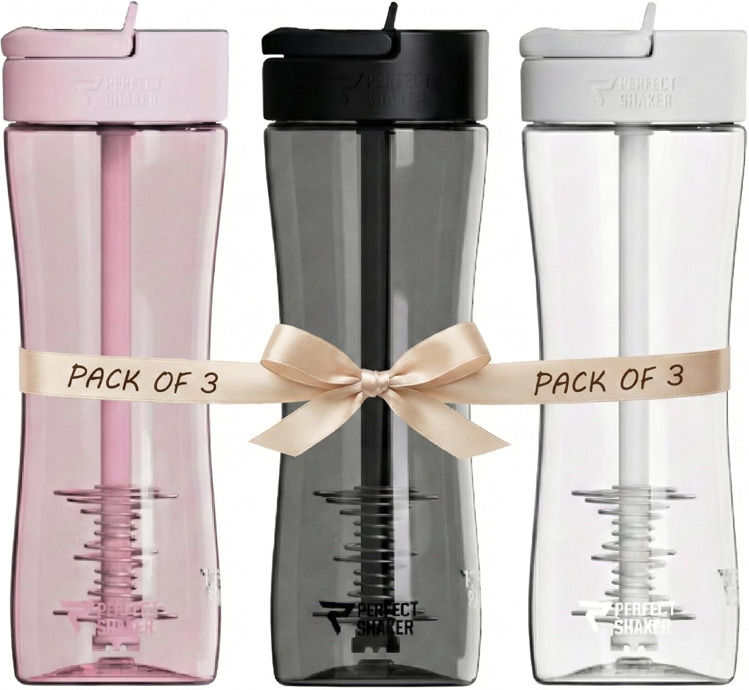 PerfectShaker Luma Series Tritan Shaker Bottle with Built-In Straw & Measurement Scale – 28oz Leakproof, BPA-Free, Dishwasher Safe Protein Shaker, Smoothie & Pre-Workout Mixer Shaker (PACK OF 3)