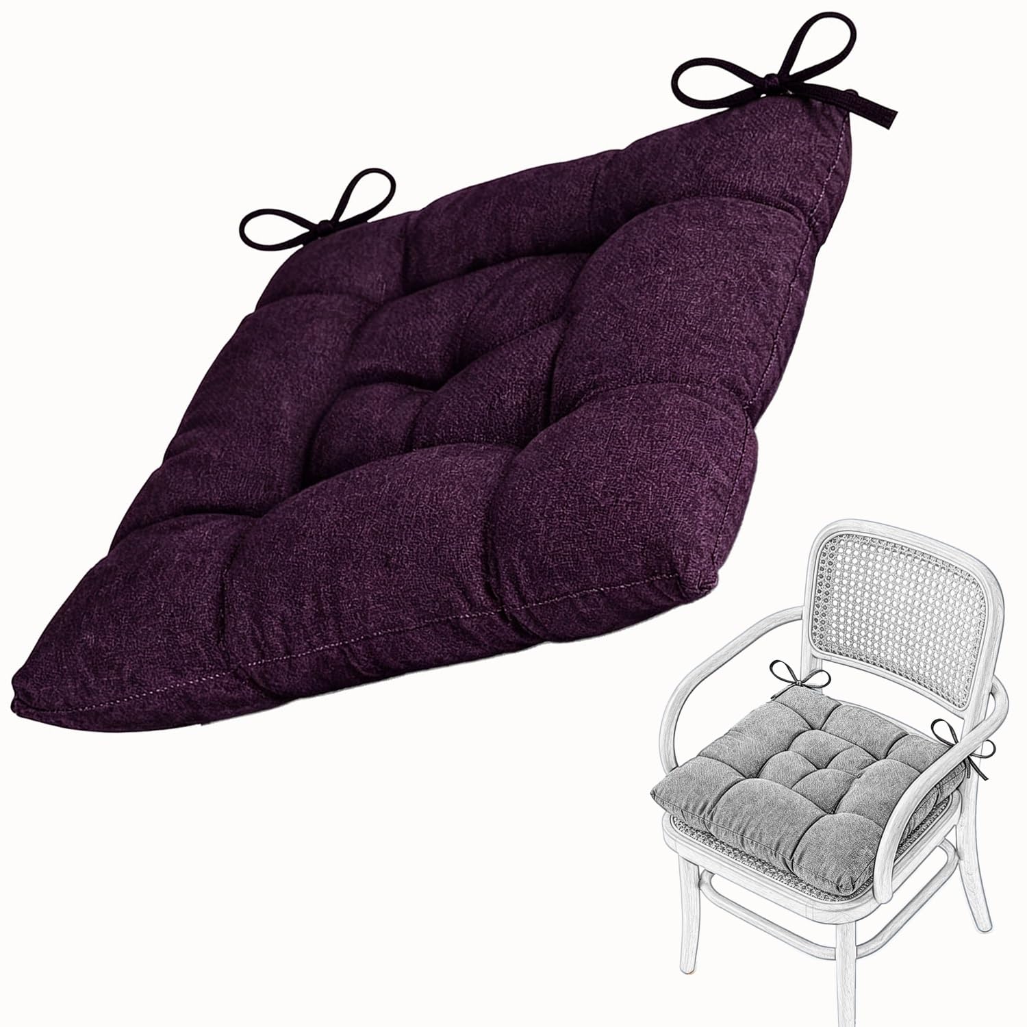 Seat Cushion for Dining Chair Soft Comfort Washable Chair Pads with Ties