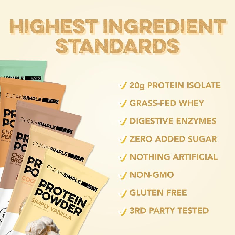 Clean Simple Eats Whey Isolate Protein Powder, Variety Pack, 10 Stick Packs image 4
