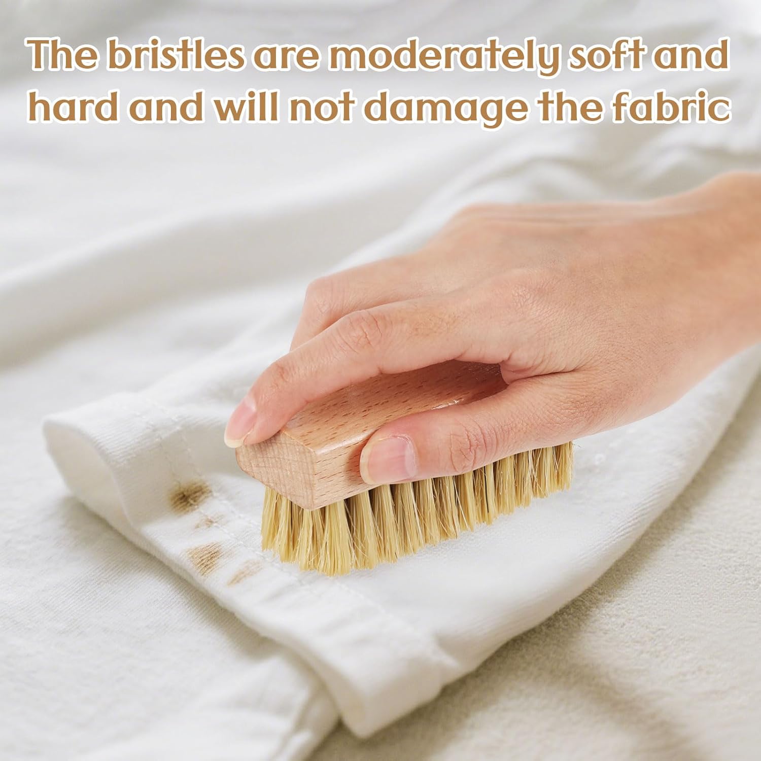 3 Pcs Wood Laundry Stain Brush Stain Remover Brushes with Boar Bristle Small Stain Brush for Clothes for Scrubbing Stains from Furniture Fabric Leather(3 Pcs E) - Image 3
