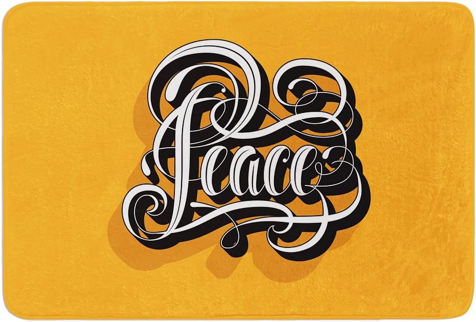 KESS InHouse Roberlan Peace Orange Memory Foam Bath Mat, 24