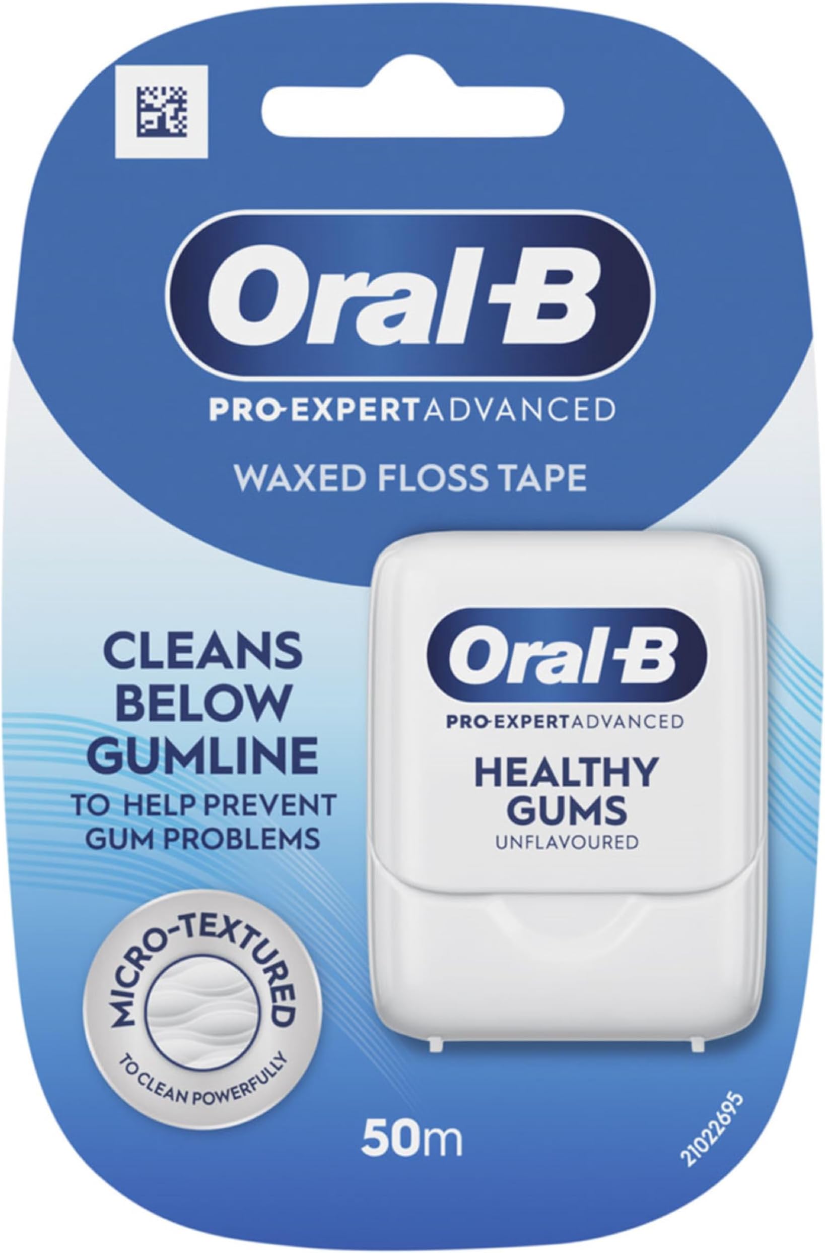 Pro-Expert Advanced Waxed Dental Floss - Healthy Gums - Helps Prevent Gum Problems- Cleans Below The Gumline - Unflavoured Dental Tape - 50m