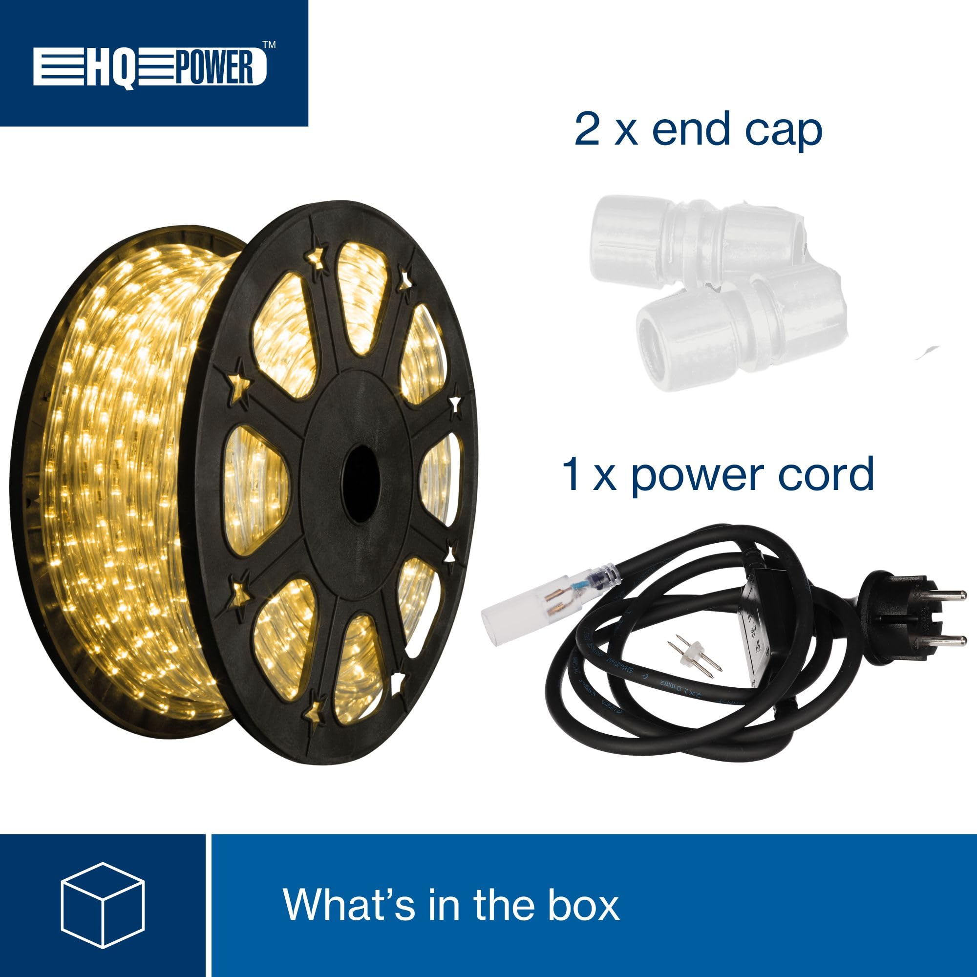 HQ-Power Tubo de luz LED exterior resistente a la intemperie, guirnalda de luces LED, manguera de luces LED, manguera de Navidad, fiesta, flexible, decoración, 36 ledes/metro, blanco cálido, 45 m