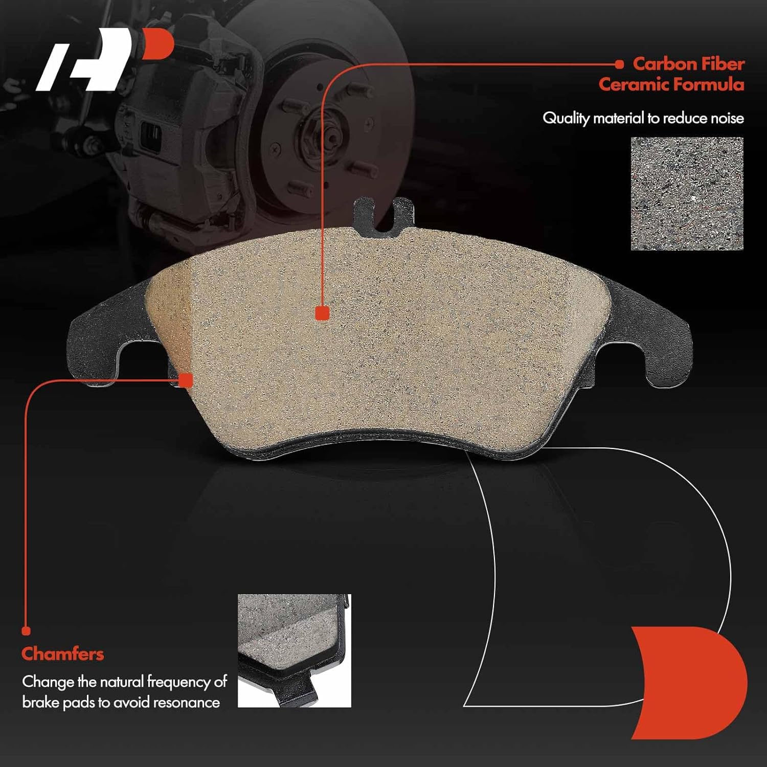 A-Premium Front Ceramic Brake Pads Set Compatible with Mercedes-Benz Models - C250 12-15, C300 13-14, C350 08-15, CLS400 15-17, E250 14-16, E300, E350, E400, E550, SLC300, SLK250, SLK300, SLK350