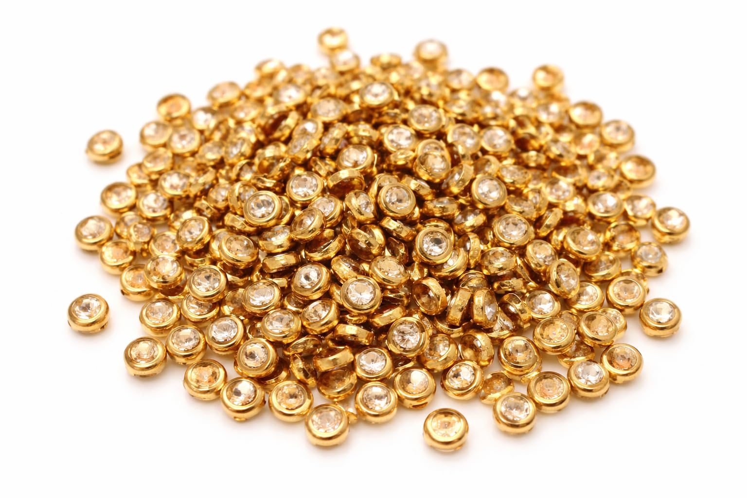 Golden Kundan Stones for Jewelry & Dress Decoration | Circle Shape, 4 MM, 50 Grams | Stones for Craft, Saree, Blouse, Lehenga, DIY Art & Aari Work