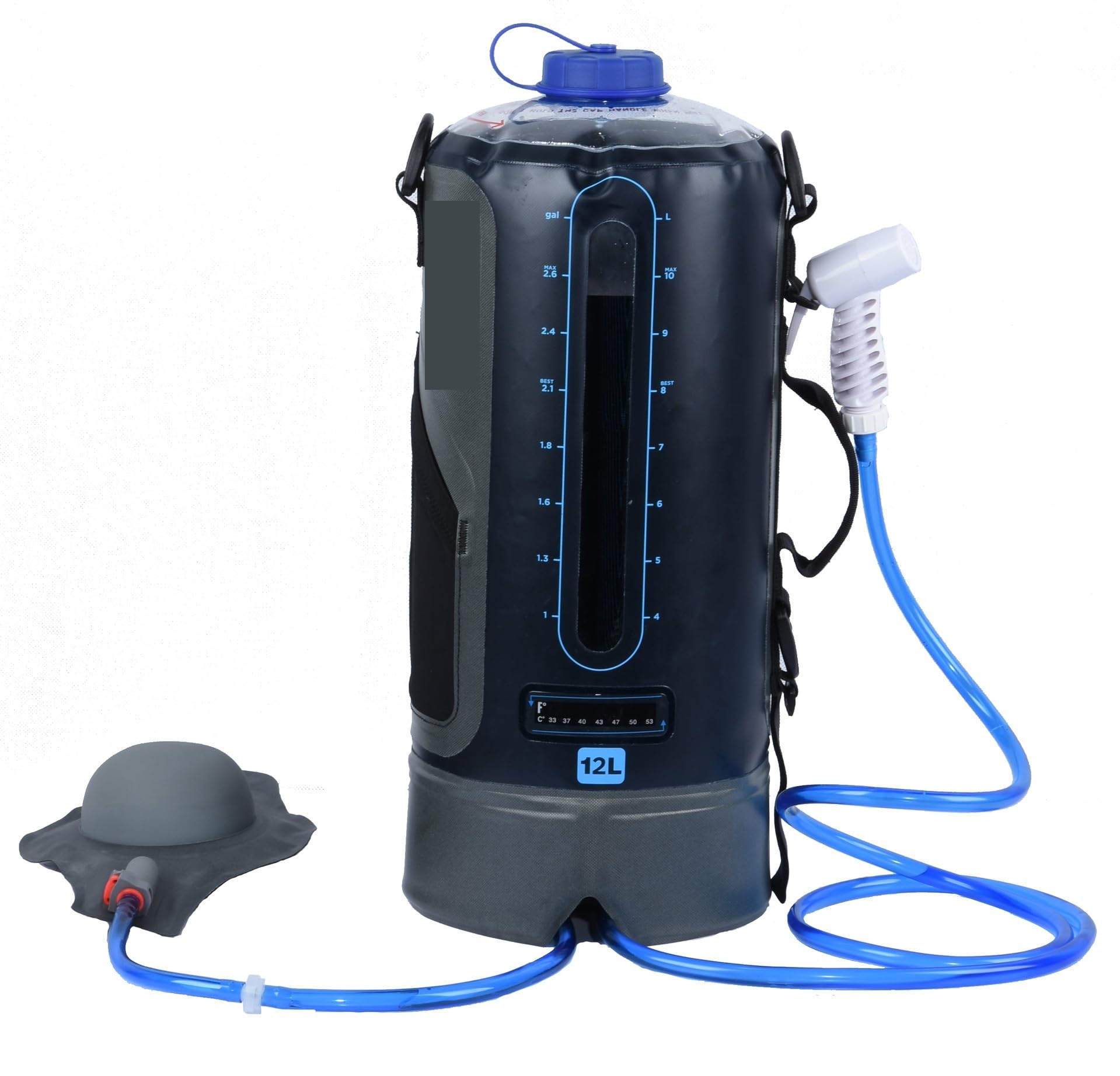 Ducha de Camping, Bolsa de Ducha portátil for Camping 12 l con Manguera Transparente y calefacción Solar for Senderismo Uso al Aire Libre,para Senderismo,Viajes,Coche