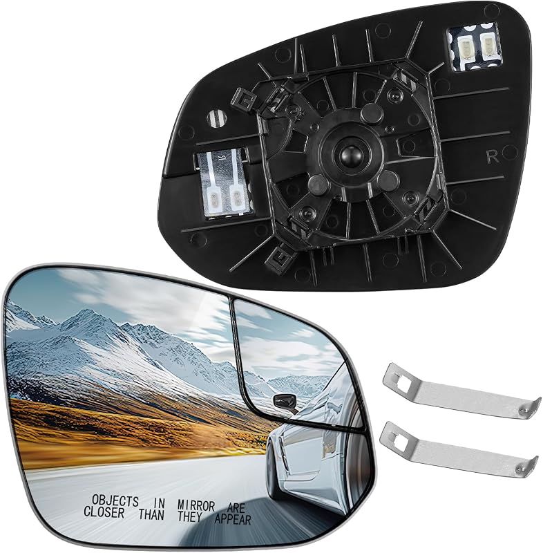 Vidro de espelho retrovisor externo direito convexo com aquecimento SYKRSS para Toyota RAV4 2016–2018 – 1 unidade