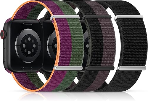 HEARTBOOM Paquete de 3 correas deportivas de nailon compatibles con Apple Watch de 1.575 pulgadas, 1.732 pulgadas, 1.494 pulgadas, 1.614 pulgadas,