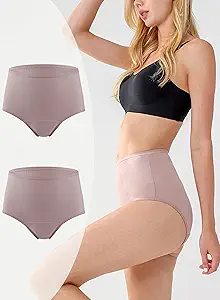 BATTEWA Washable Incontinence Underwear for Women, Leak-Proof High-Waisted Cotton Underwear for Women Provides 50ml Bladder Leak Protection. (2Blush,2X-Large)