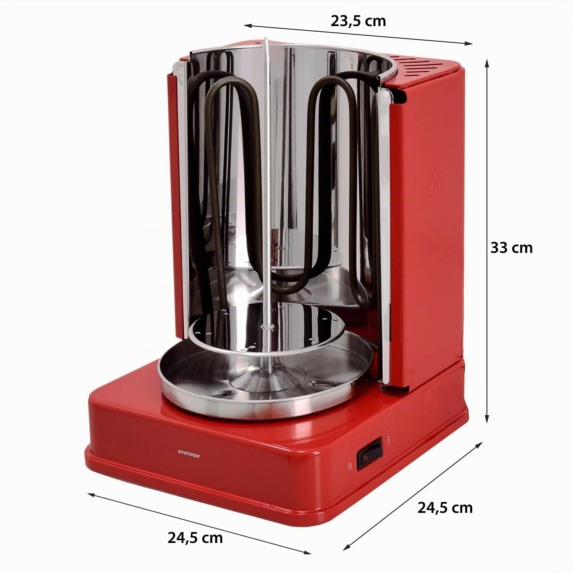 Syntrox Germany Vertikal-Multigrill Dönergrill Gyrosgrill Schaschlikgrill Rotisserie Hähnchengrill ROT-A-1400W-RED-Badajoz