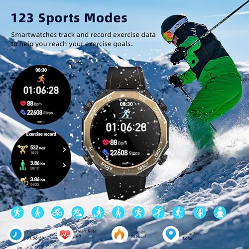 Miniatura 8 de Alpha Gear - Reloj inteligente militar para hombre (respuestahacer llamada) 1.45 pulgadas AMOLED táctico al aire libre 100M impermeable rastreador