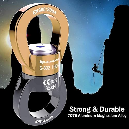 Miniatura 4 de PROND Dispositivo rotacional más seguro de 35 kN con mosquetones de bloqueo, ganchos de mosquetón de acero inoxidable 316 de alta resistencia, giro