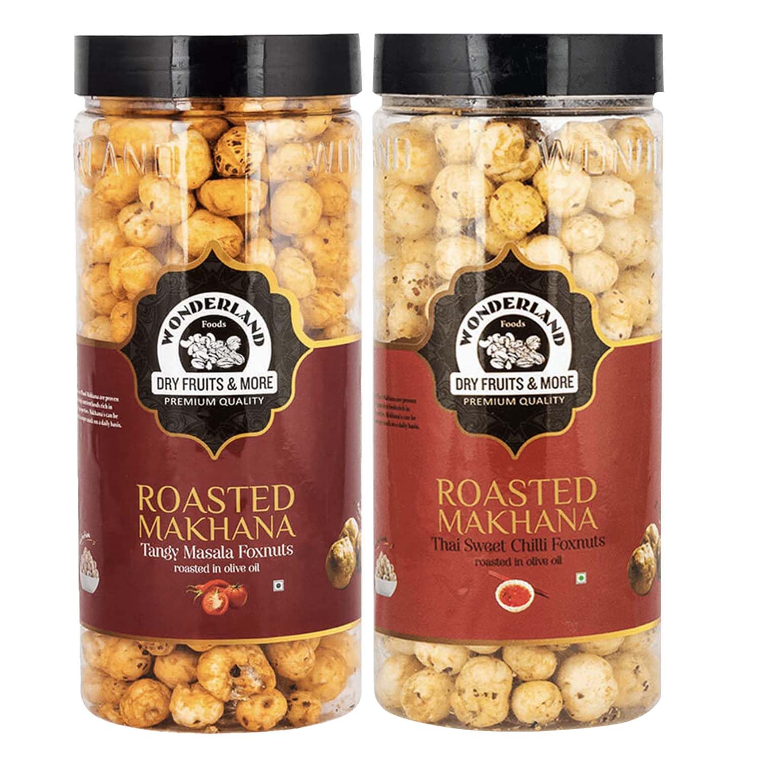 WONDERLAND FOODS Roasted & Flavoured Makhana (Foxnut) I Tangy Masala & Thai Sweet Chilli 100g X 2 I Foxnut 200g Jar Combo Pack (B07NJYL6DN) Amazon Price History, Amazon Price Tracker