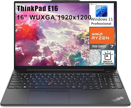 Lenovo ThinkPad E16 16" FHD+ Business Laptop Computer, AMD Octa-Core Ryzen 7 7730U Beat i7-1355U, 24GB DDR4 RAM, 512GB PCIe SSD, WiFi6, Backlit Keyboard, Fingerprint Reader, Windows 11 Pro Vent-HEA
