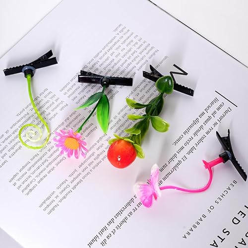 Miniatura 5 de 32 pinzas para el cabello con brotes de frijoles, divertidos clips de brote aleatorio, estilos mezclados para plantas, hierba, flores, mariposas,