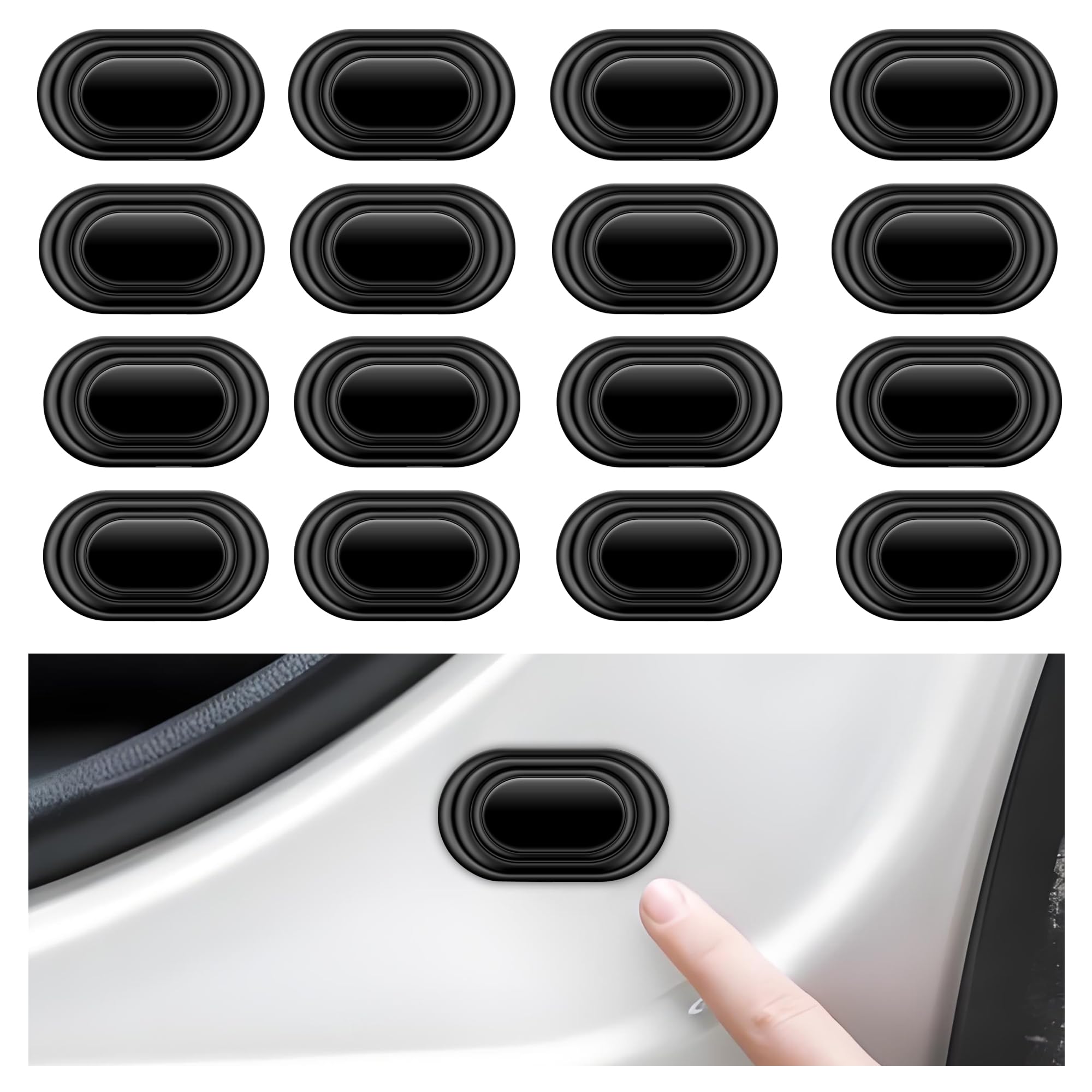 16PCS Upgraded Car Door Shock Absorbers - Thickened Silicone Slam Stopper With Self Adhesive - Universal Soundproof Protector for Bumper/Hood/Trunk