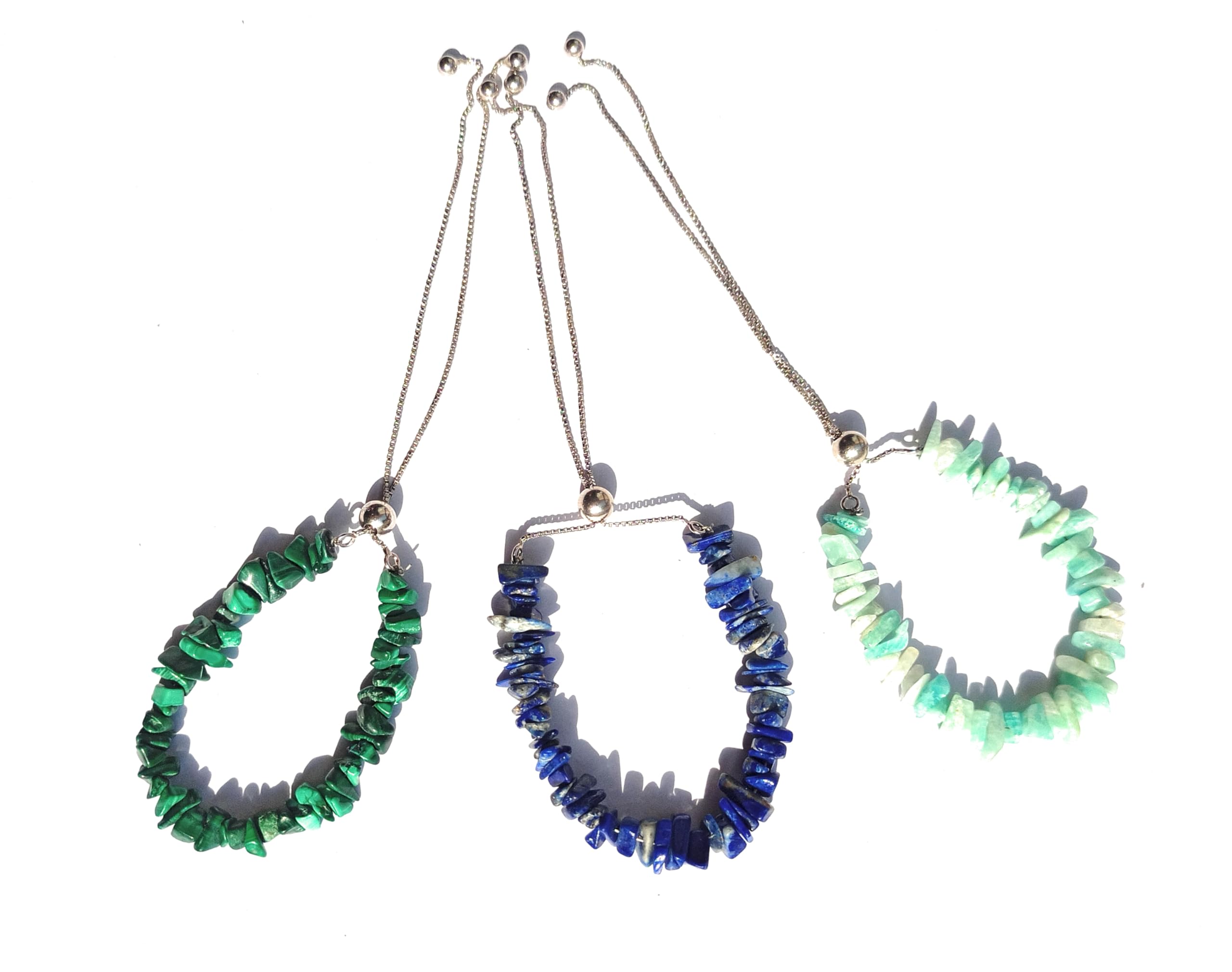 Bracelet argent ajustable 25,4 cm malachite lapis : fini les bijoux trop serrés