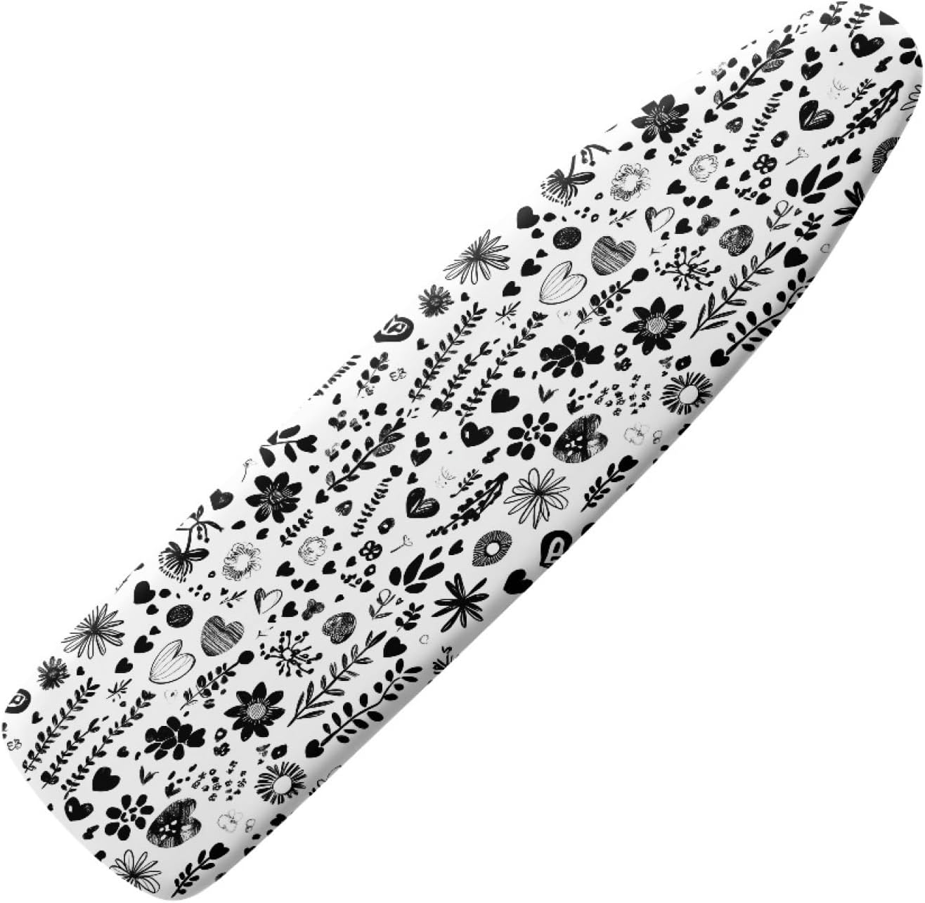 Padded Ironing Board Covers 18 X 49 Black Flower Oval Ironing Board Pad and Cover Thick Replacement Drawstring Tightening & Lock, Easy Fit, Scorch & Stain Resistant, Non Slip