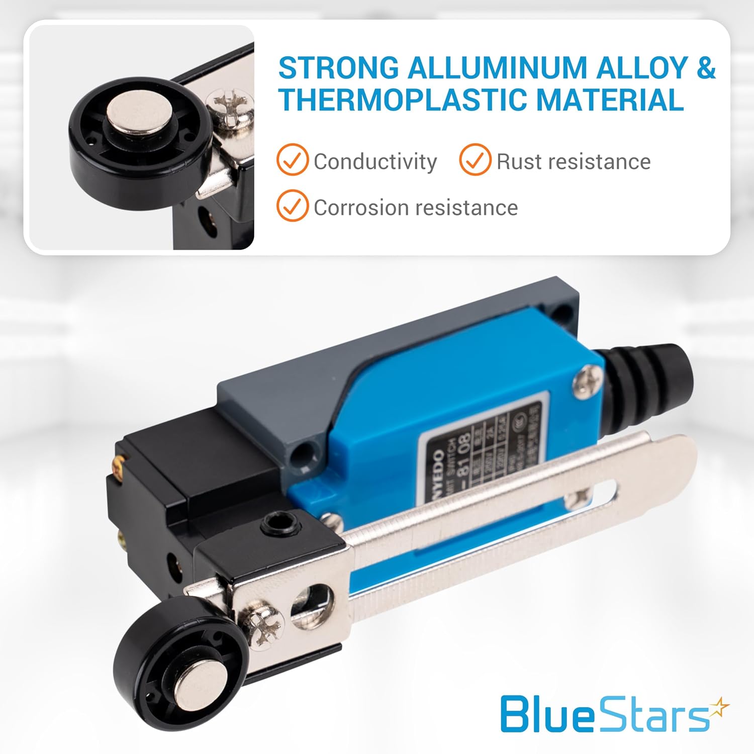 BlueStars 3Pcs ME-8108 Adjustable Roller Lever Arm Limit Switch,NC NO Snap Action Micro Switch,250VAC 5A