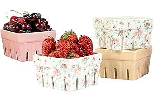 AELS Ceramic Berry Basket: Captivating Floral Pink Kitchen Decor