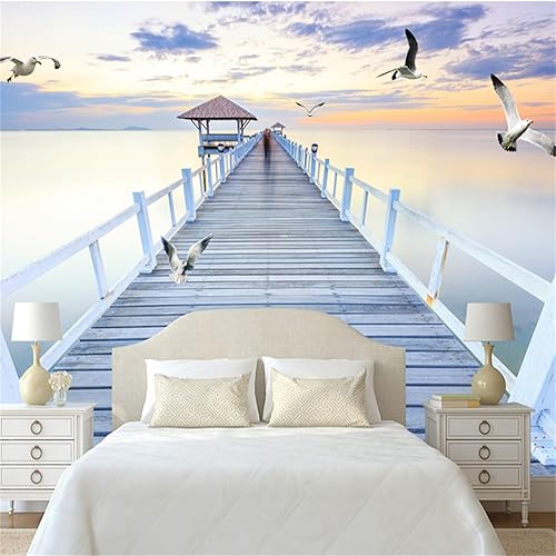 Miniatura 9 de Mural 3D de tortuga subacuática cola de pelo de pez coral, papel tapiz de mundo submarino oceánico, calcomanía de pared de alta resolución, textura