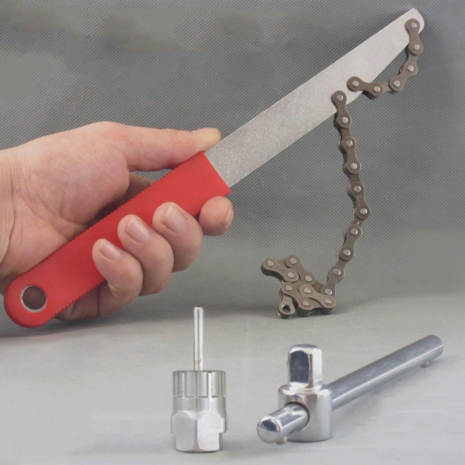 Herramienta de látigo de cadena de bicicleta, removedor de casete de acero de 12 dientes con llave de anillo de bloqueo para reparación de volante de bicicleta de montaña, carretera, 30 cm