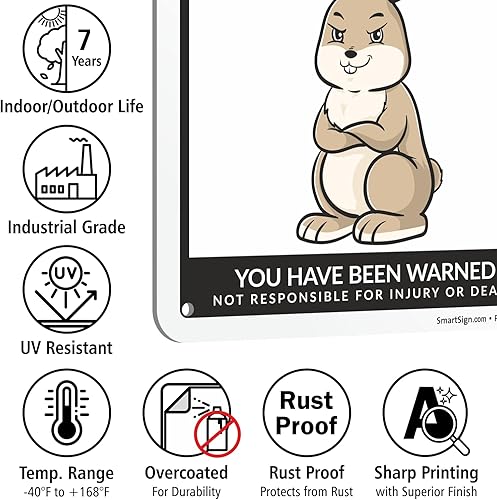 Miniatura 23 de SmartSign Divertido letrero de advertencia con texto en inglés «Beware Of Guinea Pigs – 10 x 7 pulgadas, aluminio laminado libre de óxido de 40 mil