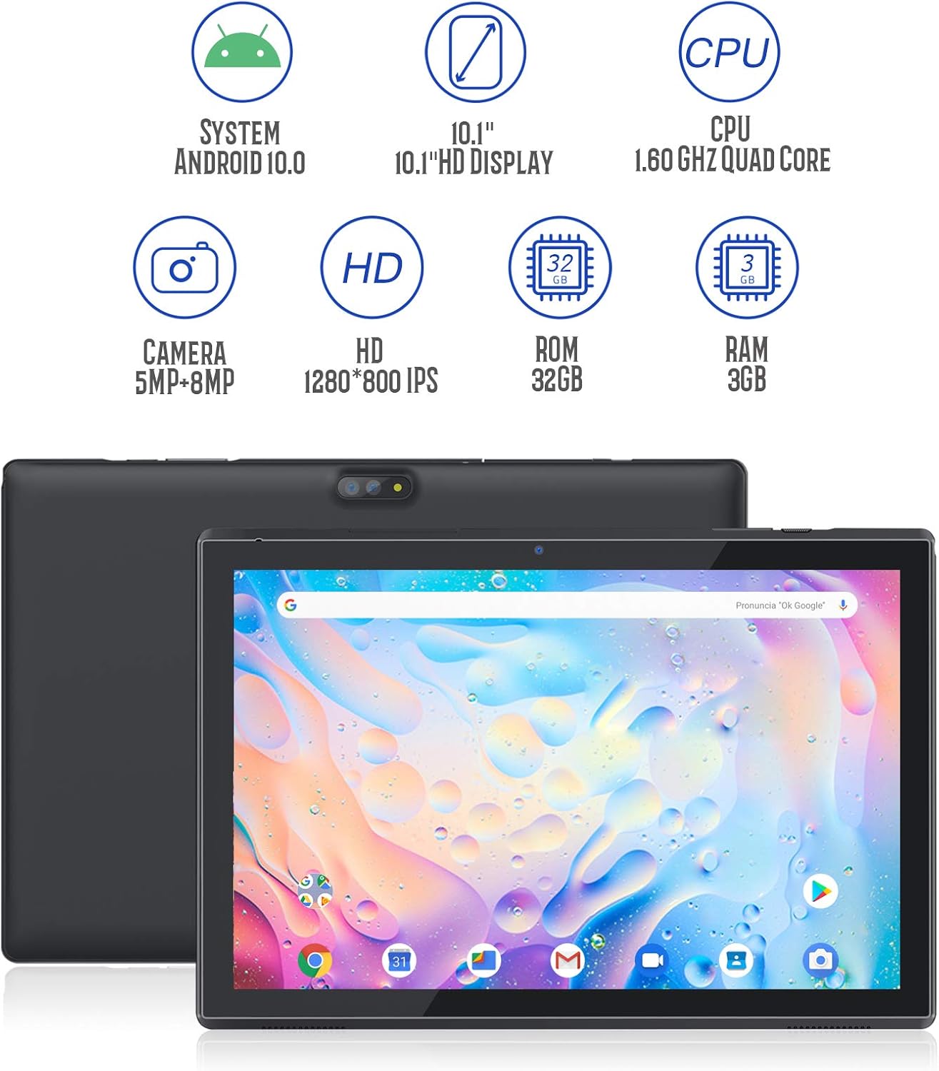 Best Deal Product Tablet 10 Inch Android Tablets 3 GB RAM 32 GB ROM 256 GB Expand, Android 10 Tablet with Case, 1.6 GHz Quad-Core, Touchscreen Tablet Computer WiFi Tablet 10.1 Inch HD Touch Screen (Black)