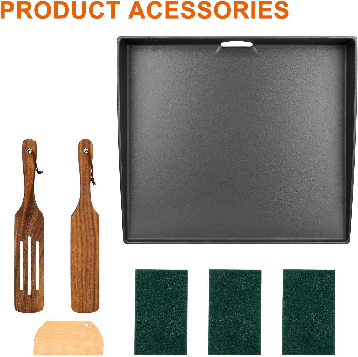 Cast Iron Flat Top Grill Griddle for Blackstone 17 inch Table Top Griddle with Back Grease System, Replacement for Blackstone 17" Portable Grill, Come with Accessories Kit