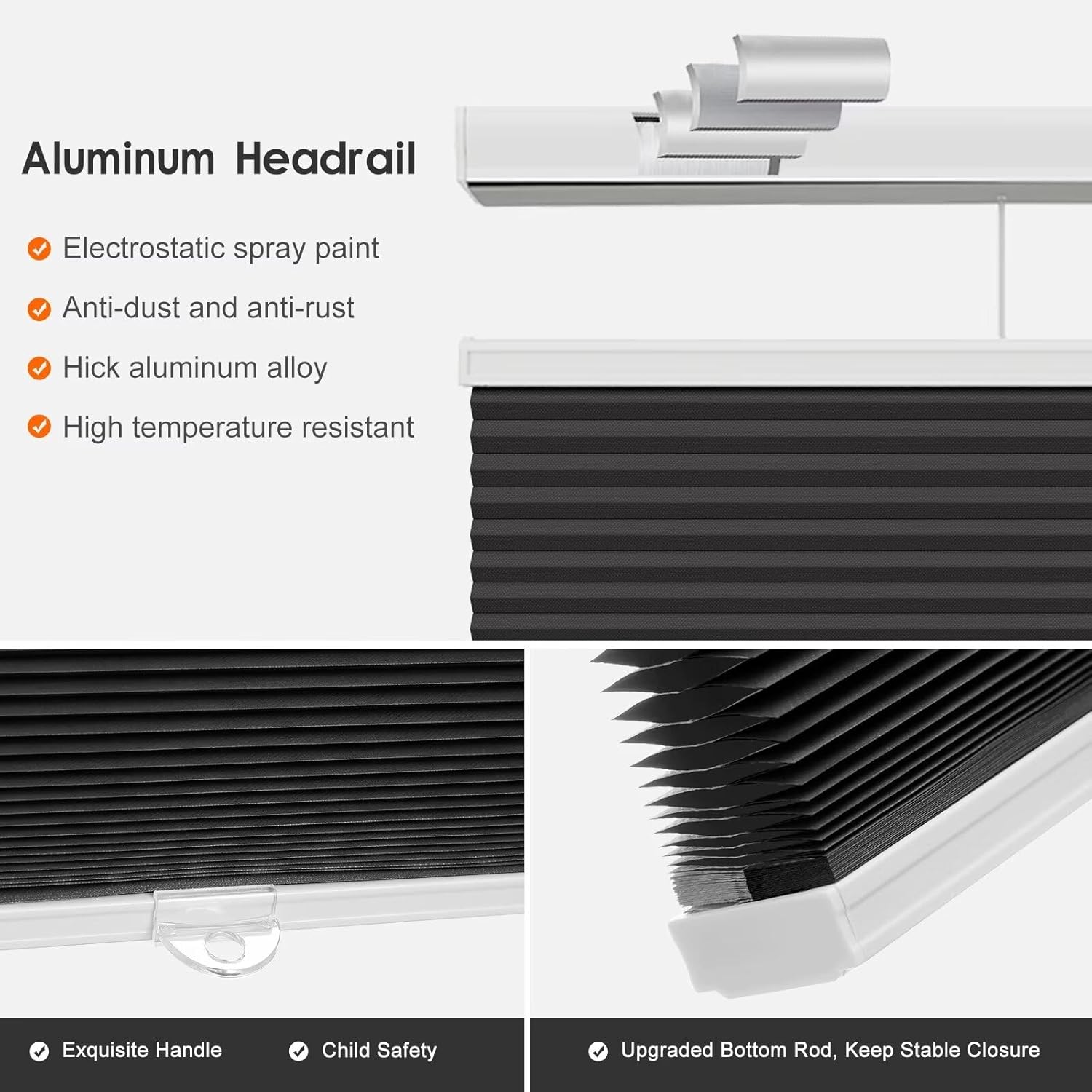 Youngoo Cordless Top Down Bottom Up Cellular Shades, Blackout Blinds for Indoor Windows，Honeycomb Blinds, Room Darkening Shades for Windows, Light Control,27" W*50" H,Black