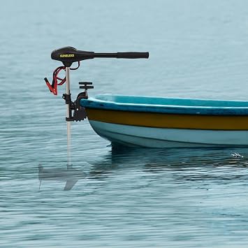 Electric Outboard Motor, 12V 408W Thrust Trolling Motor with 5 Forward and 3 Reverse Direction, 6km/H Maximum Speed, 661lbs Thrust Fishing Boat Motor for Fisheries, Aquaculture, Outdoor Sightseeing
