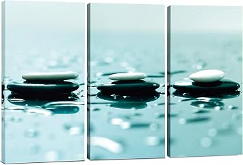 Lovely Home Essentials Zen Wall Art - 24x36 inch - Zen Wall Decor with Stones - 3 Panel Calming, Relaxing & Peaceful Canvas Print Artwork - Pictures for Spa, Therapy, Bathroom, Living Room & Office