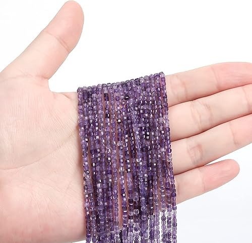 WTIAN Cuentas cuadradas de piedra preciosa natural, cuentas sueltas espaciadoras para hacer joyas, pulseras, collares, aretes (0.079 pulgadas),