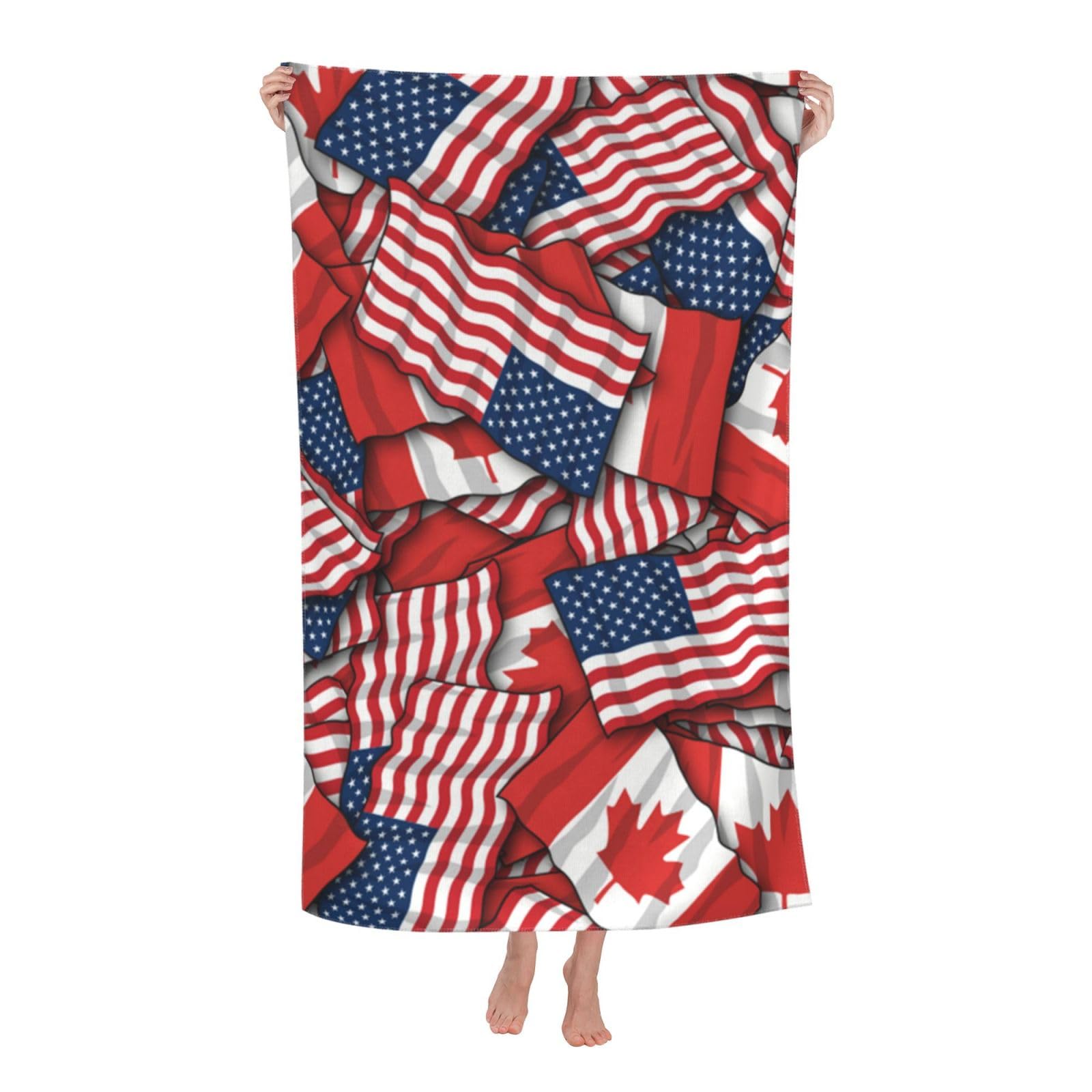 LSRCPD Beach Towel Canada U.S. Flag Microfiber Beach Towels Blanket Oversized Tropical Big Extra Large XL Pool Towels Quick Dry Sandproof for Women Girls Kids