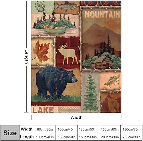 Miniatura 2 de Manta de forro polar retro rústica, con diseño de oso de alce, ciervo, granja, para todas las estaciones, franela suave y cálida de microfelpa