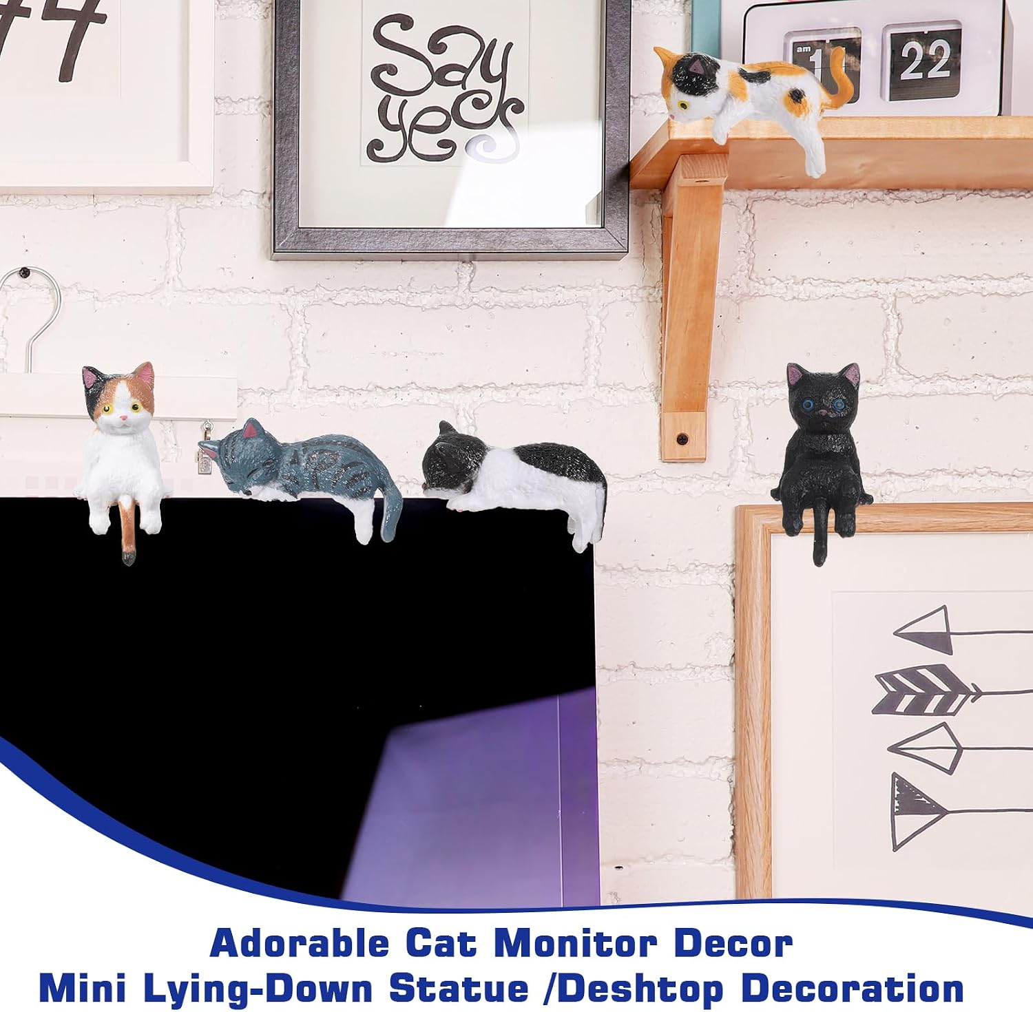 12 Pcs Car Dashboard Decorations Cats Car Interior Accessories, Mini Cat Figurines, Cute Rear View Mirror Accessories Mini Resin Car Decor Fun Cats Desk Accessories for Women Girl, Cat Lovers