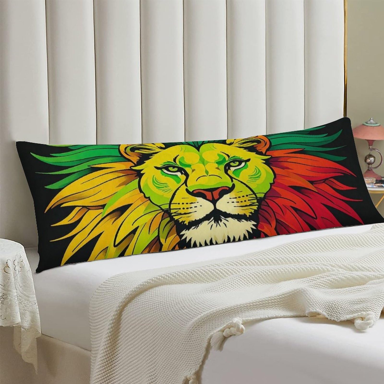 Cozy Body Pillow Cover for Side Sleepers & Pregnancy 20x54 Inch Soft Microfiber Lion's Head Majestic Pillowcase with Hidden Zipper Breathable Bed Sofa Couch Pillow Protector Bedroom Decor