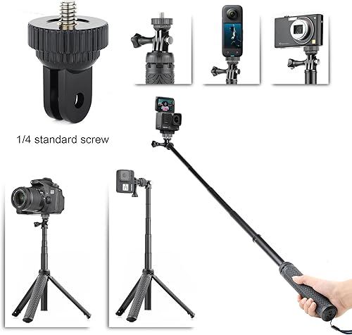 Miniatura 6 de SOONSUN Soporte telescópico de aluminio 3 en 1 para selfie Stick impermeable monoópodo, soporte de trípode de mano para GoPro Hero 11, 10, 9, 8, 7,
