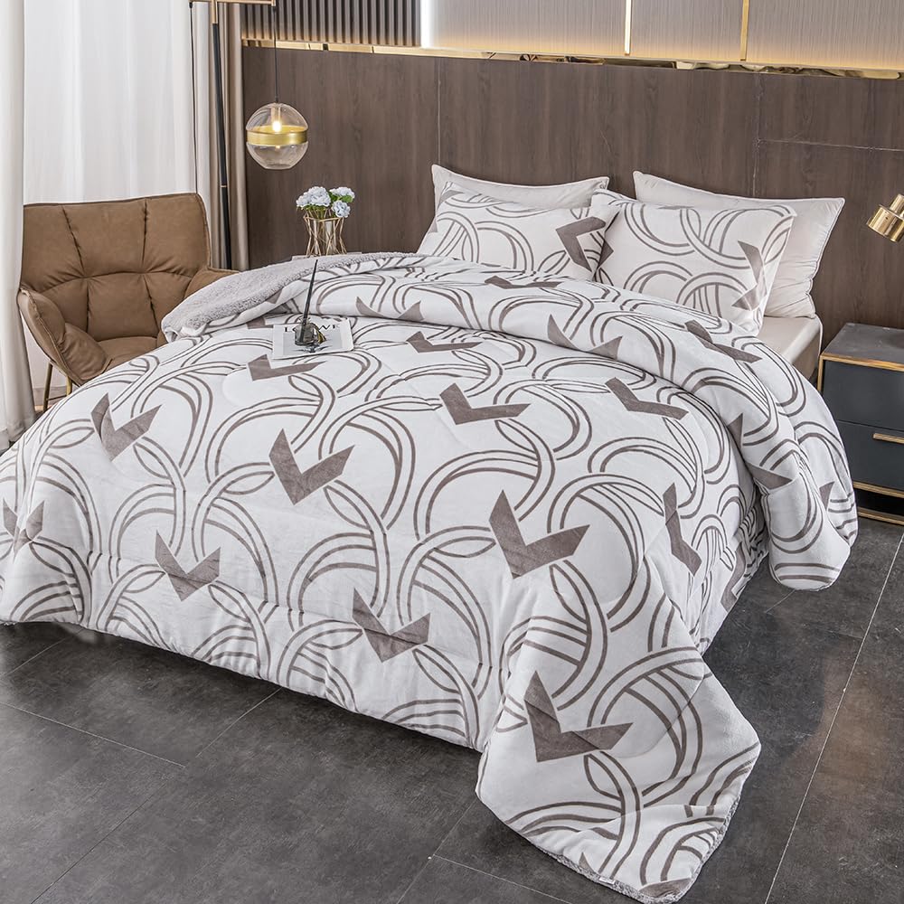 PLUS HOME Plushome Edredon Nordico con Borreguito 180x240Cm con 1 Funda Almohada, Edredòn Extra Suave Gruesa Calido