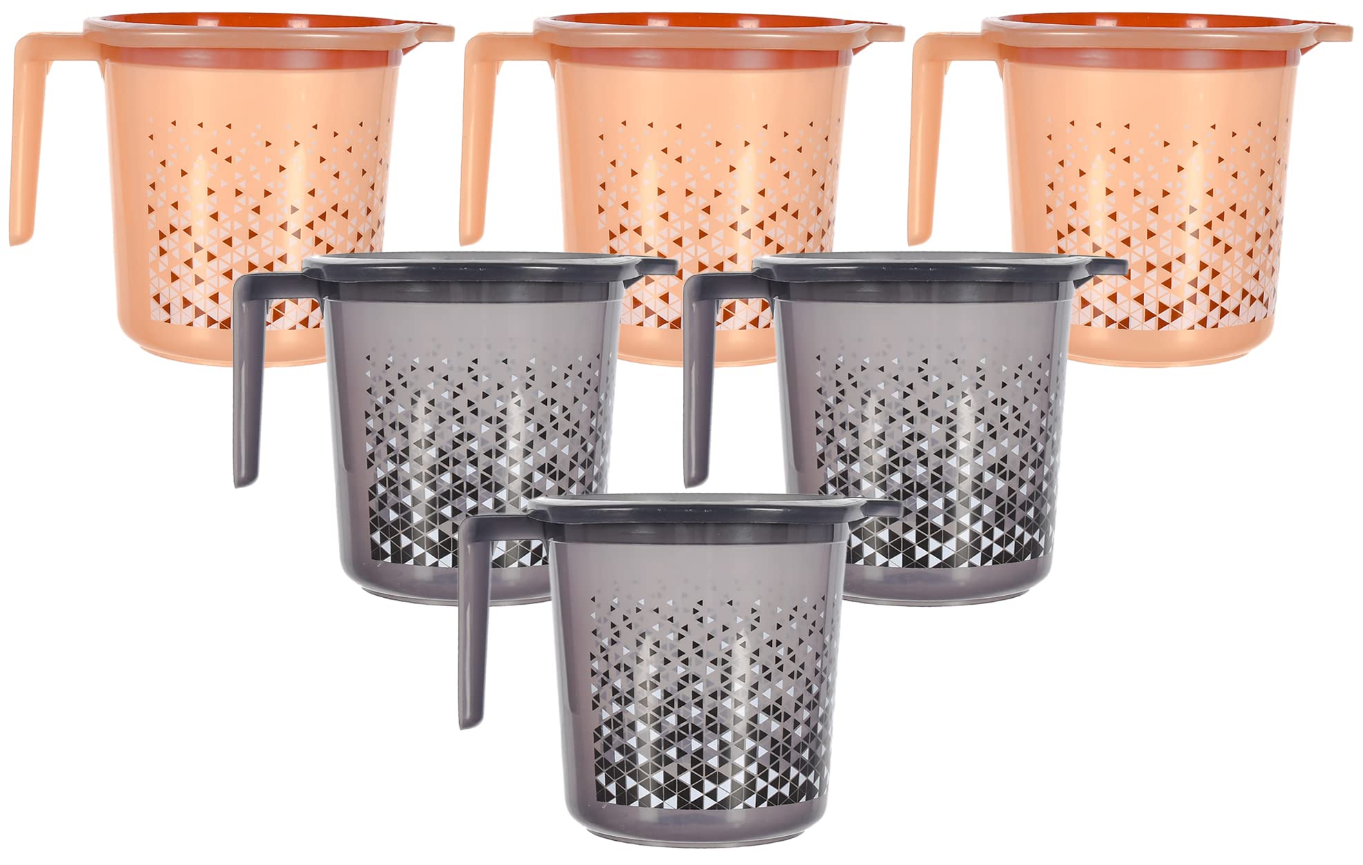 Kuber Industries Tinted Print Multiuses Lightweight, Unbreakable Plastic Bathroom Mug 1.5 litre Pack of 6 (Beige & Black)-46KM0248 (B09MLMTZCL) Amazon Price History, Amazon Price Tracker