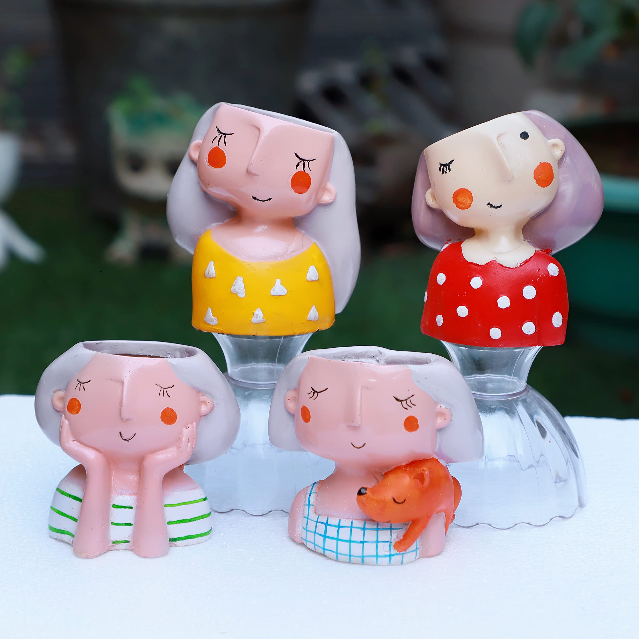 The MLS Combo Pack of 4 pcs Dreaming Yellow Girl Design,Heart Girl,Thinking Girl, Imported Resin Pots Unique & Trendy Design Succulent Pots (B09C8D8HRM) Amazon Price History, Amazon Price Tracker