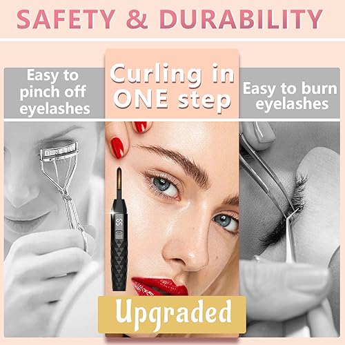 Miniatura 4 de Rizador de pestañas calentado, rizador de pestañas calentado, rizador de pestañas eléctrico recargable para pestañas naturales de larga duración 24