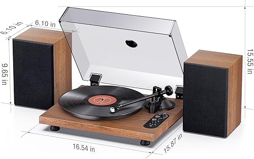 Miniatura 7 de 1 by ONE - Tocadiscos con sistema de alta fidelidad, tocadiscos Bluetooth con altavoces estéreo, preamplificador de teléfono, AT-3600L, contrapeso