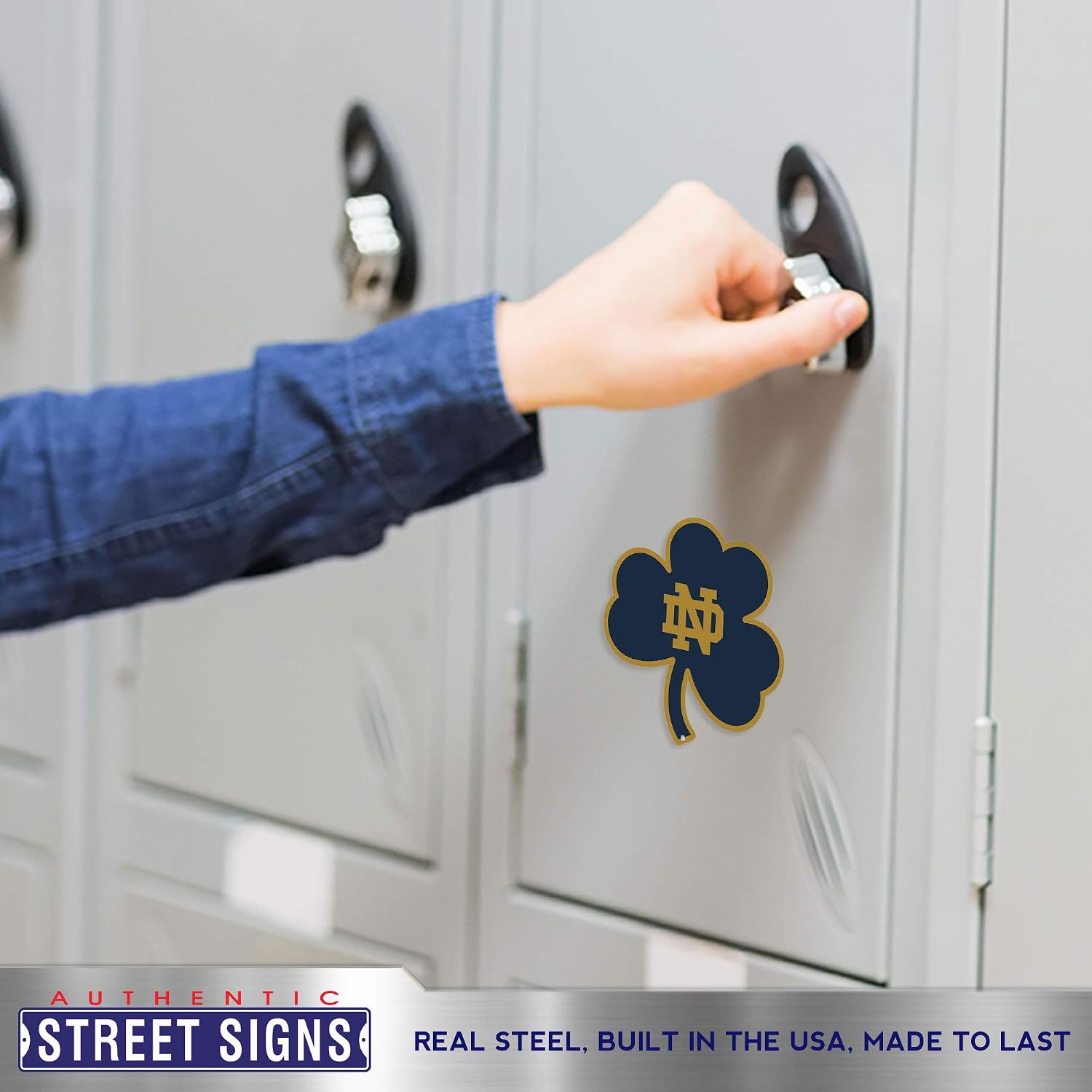 Authentic Street Signs NCAA Notre Dame – Shamrock- Super Heavy Duty Metal Fridge Magnets, for Car Magnet Accessories, Refrigerator Magnets for Kids, Gifts, Home and Office, 4 inch