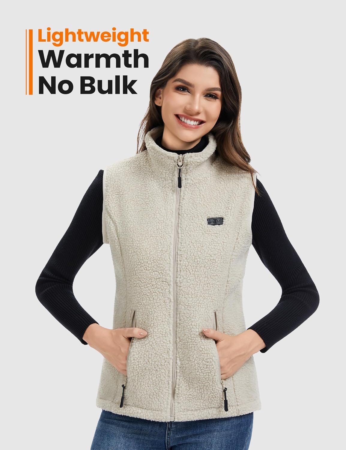 Heated Vest Women with 18400mAh 7.4V Battery，Fuzzy Fleece Warming Vest with Pockets, Washable Electric Vests - Image 7