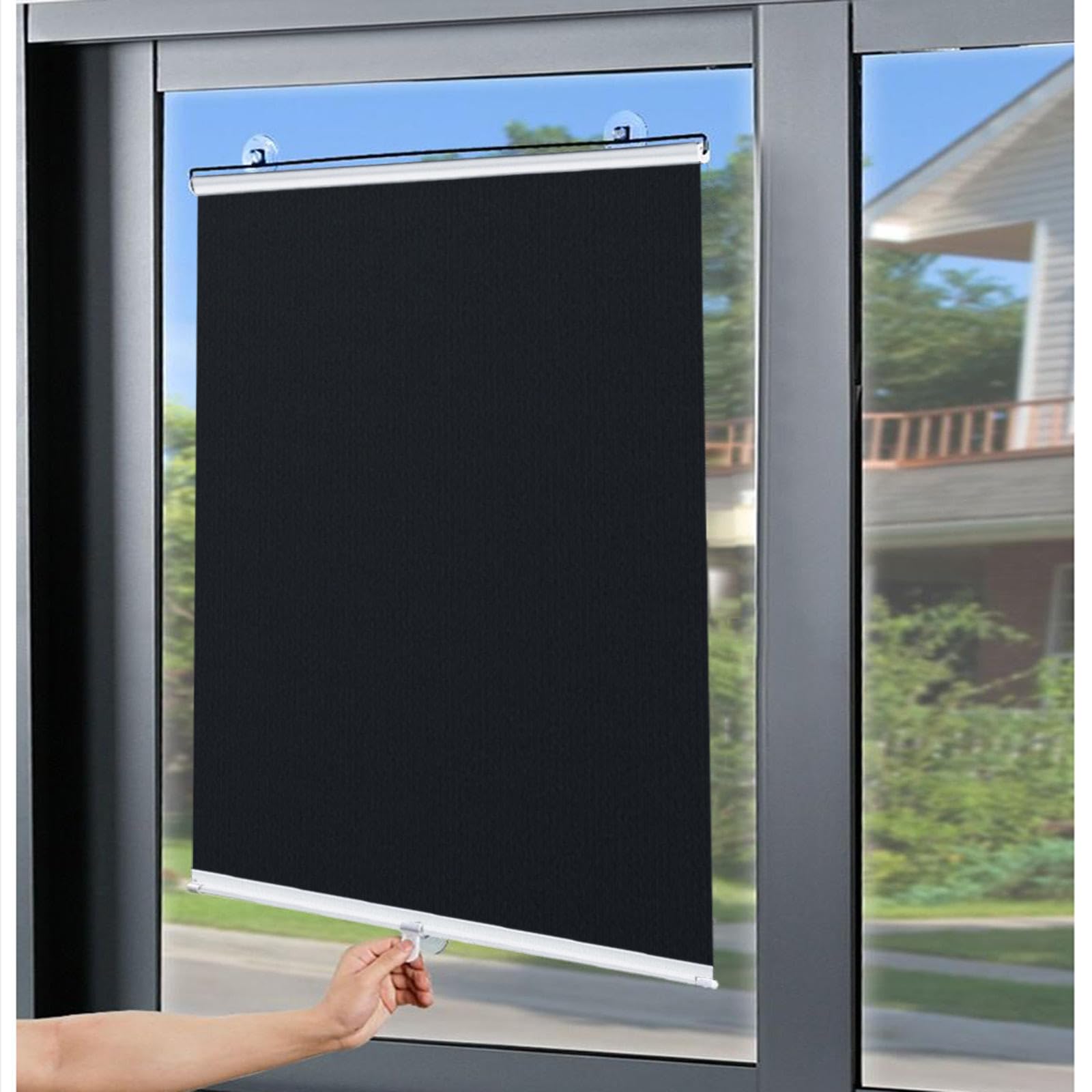 Finestra termica senza fori, 30-70 cm, per controllo della luce e privacy, 80 x 125 cm, ideale per casa e ufficio, colore: nero