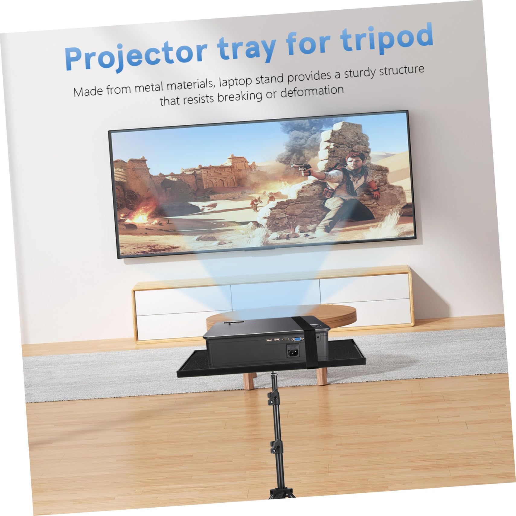 Regulowany Metalowy Stojak Projektor z Tacą Wielofunkcyjny Statyw Do Kina Domowego Sal Konferencyjnych i Szkolnych Lekki i Wytrzymały Tripod z Możliwością Zmiany