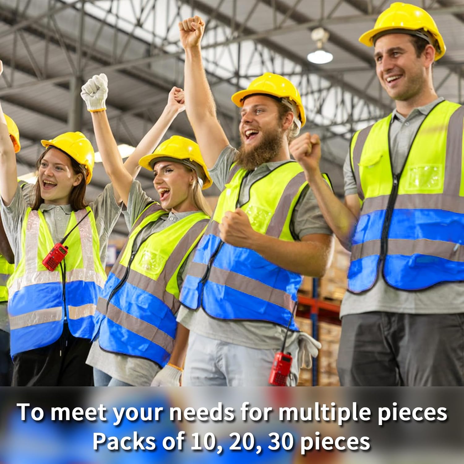 Safety Vests,Hi Vis Vest Reflective Vest with 5 Pockets and Zipper for Men Women, Neon Working Vest for Outdoor One Size