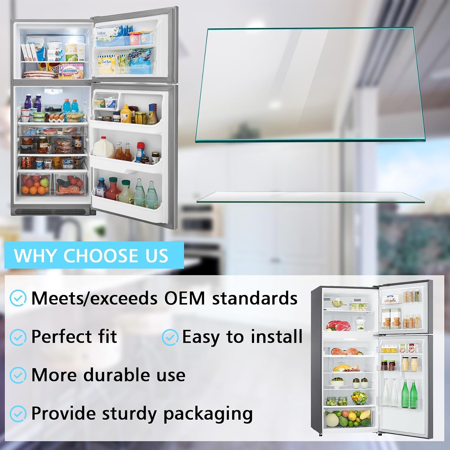 Upgraded Refrigerator Glass Shelf for Frigidaire
