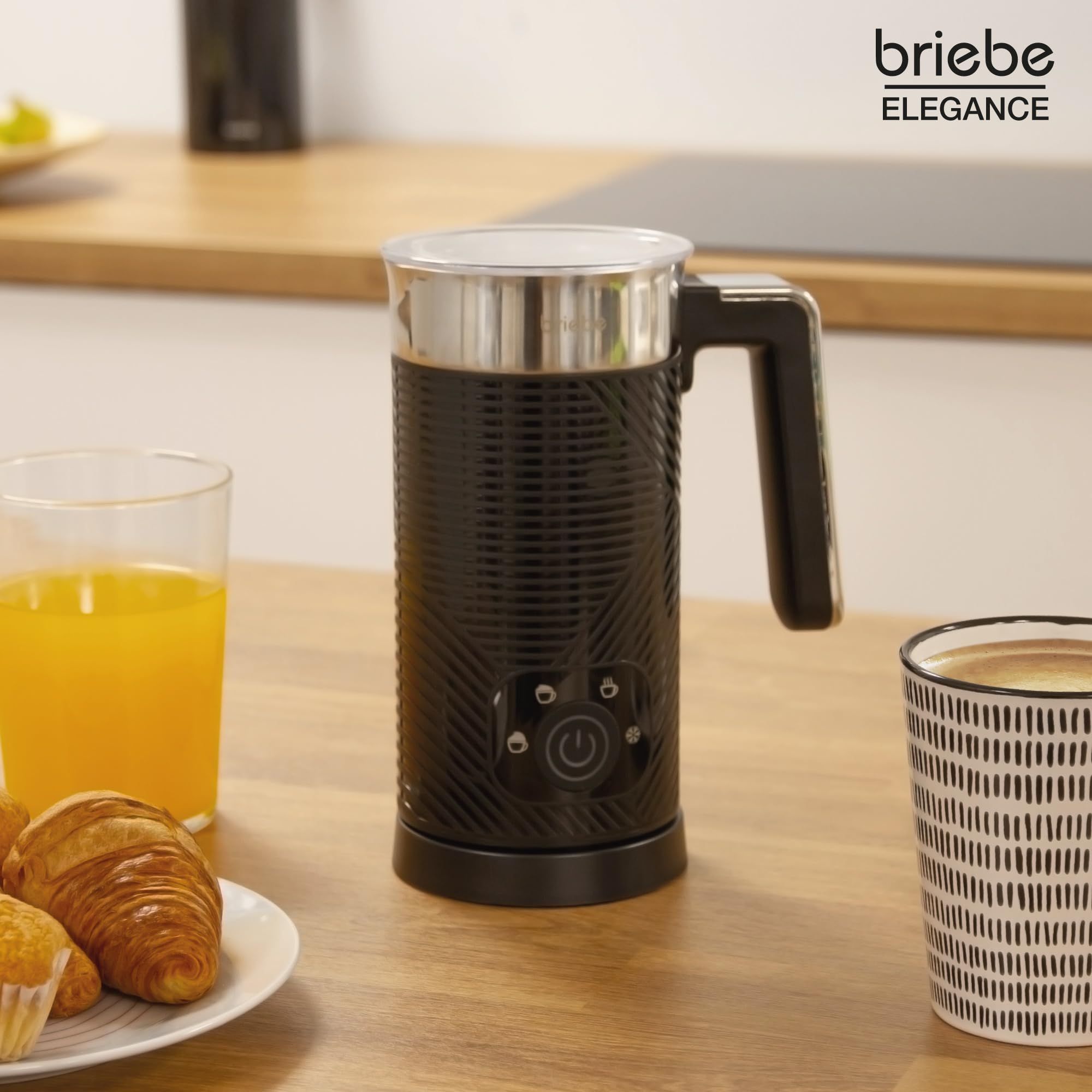 briebe Elegance Set Cafetera Goteo 10 Tazas + Espumador de Leche Eléctrico, Máquina de Café Filtro 1,25L, Milk Frother 4 en 1 Espuma Fría/Caliente, Libre de BPA, Negro